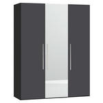 DREHTÜRENSCHRANK  in Anthrazit, Schwarz  - Edelstahlfarben/Anthrazit, Design, Glas/Holzwerkstoff (152/195/59cm) - Carryhome