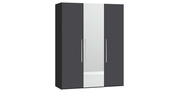 DREHTÜRENSCHRANK  in Anthrazit, Schwarz  - Edelstahlfarben/Anthrazit, Design, Glas/Holzwerkstoff (152/195/59cm) - Carryhome