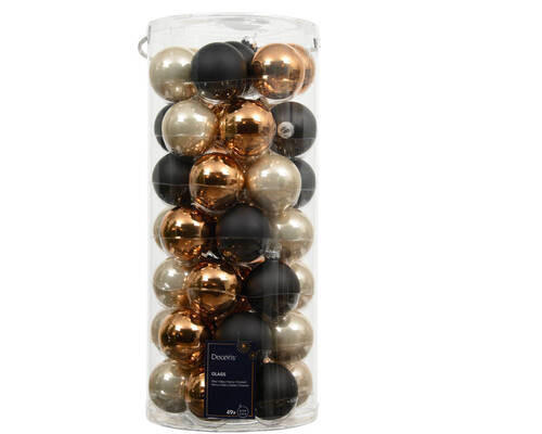 JULGRANSKULOR SET - pärlemor/brun, Klassisk, glas (6,00cm)