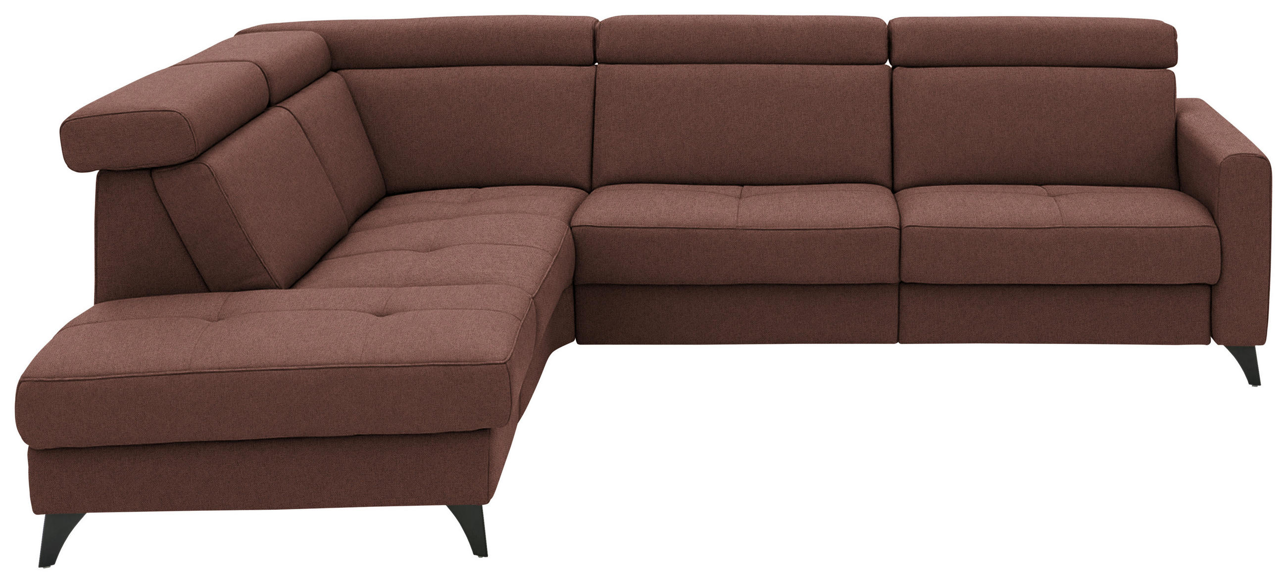 ECKSOFA Beldomo System in Flachgewebe Weinrot  214/276 cm  - Weinrot/Schwarz, KONVENTIONELL, Textil/Metall (214/276cm) - Beldomo System