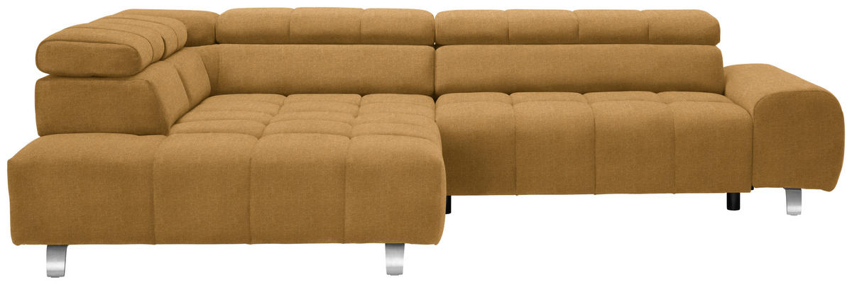 ECKSOFA Goldfarben Webstoff  - Dunkelgrau/Silberfarben, Design, Textil/Metall (201/295cm) - Hom`in