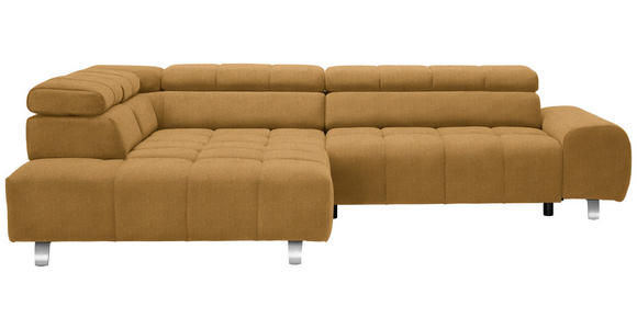 ECKSOFA in Webstoff Goldfarben  - Dunkelgrau/Silberfarben, Design, Textil/Metall (201/295cm) - Hom`in