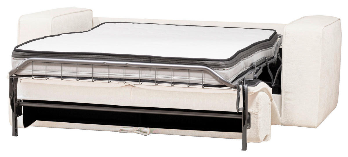 SCHLAFSOFA Chenille Creme  - Creme/Schwarz, Design, Kunststoff/Textil (227/74/105cm) - Novel