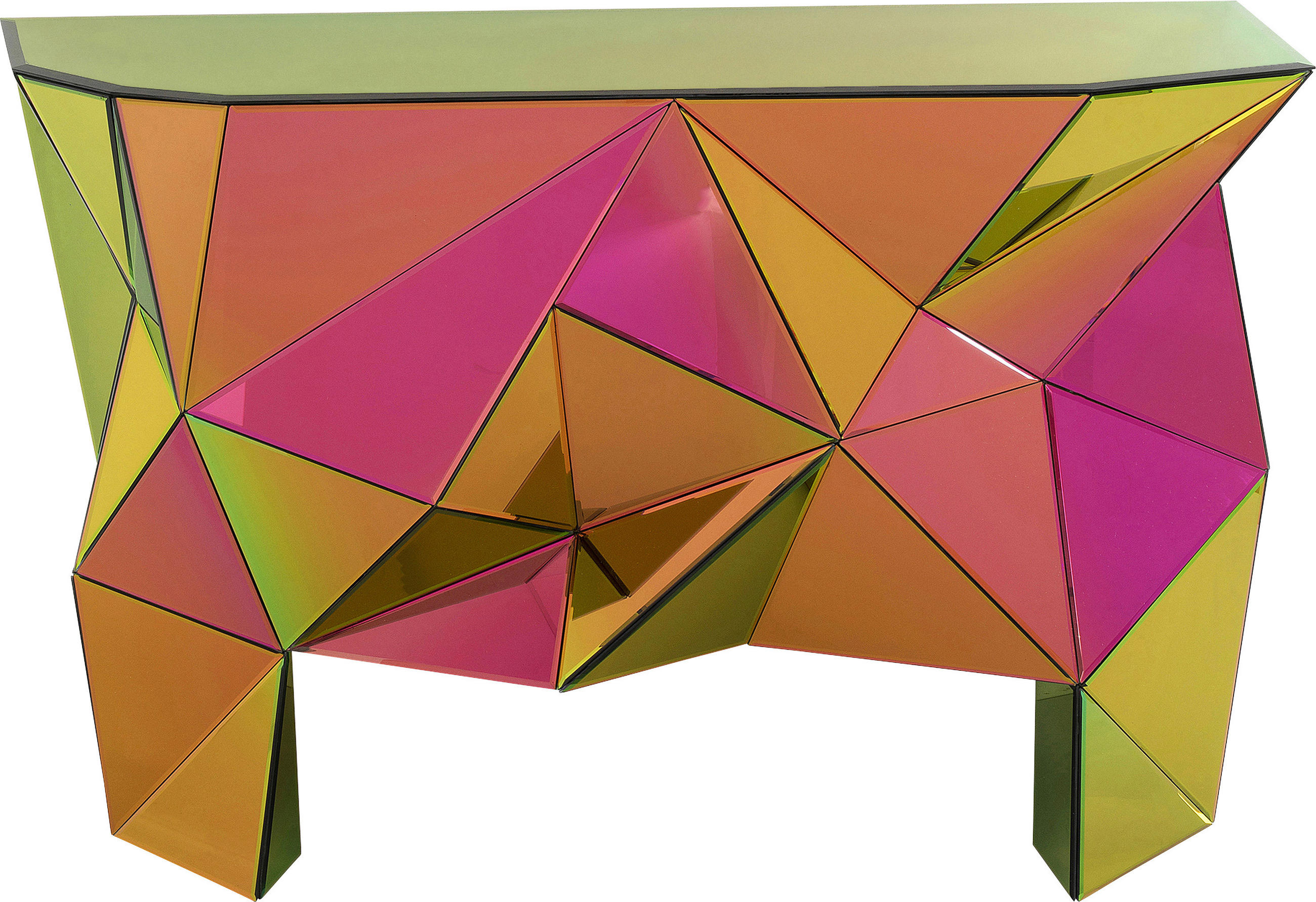 KONSOLE Eukalyptusholz Orange, Pink  - Pink/Orange, Design, Glas/Holz (127/81/39cm) - Kare-Design