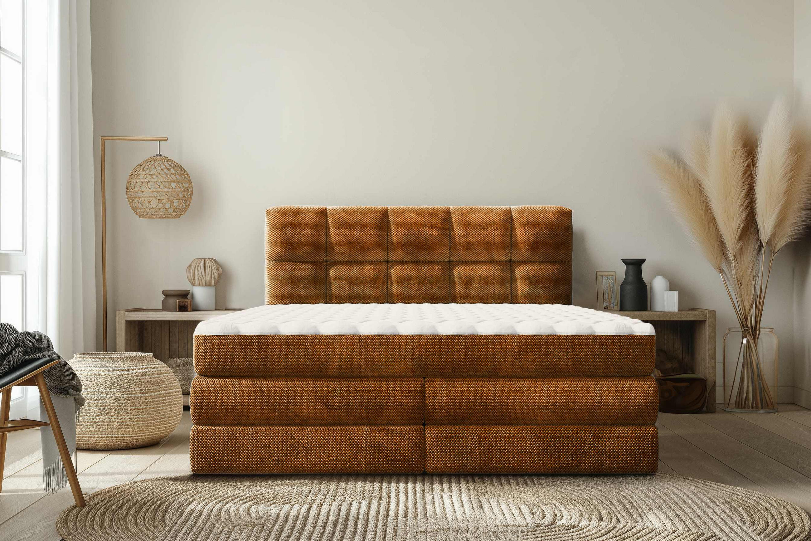 BOXSPRINGBETT 180/200 cm  in Orange  - Schwarz/Orange, Design, Kunststoff/Textil (180/200cm) - Esposa