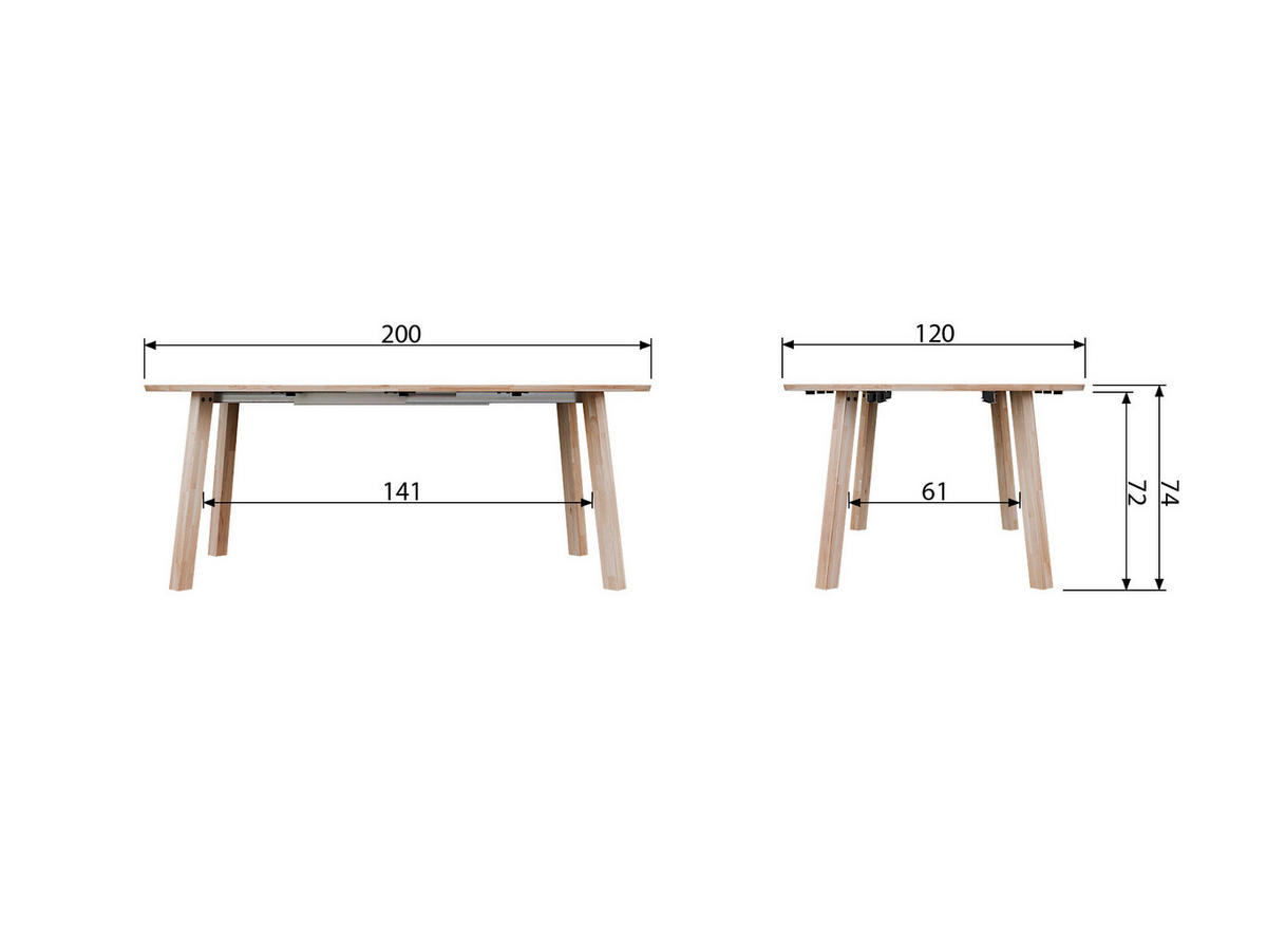 ESSTISCH in Holz 120-200/120/75 cm  - Schwarz, Design, Holz (120-200/120/75cm) - Livetastic