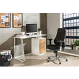SCHREIBTISCH 140/44-60/76 cm  in Weiß, Eichefarben  - Eichefarben/Weiß, Design, Holzwerkstoff/Metall (140/44-60/76cm) - Xora