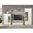 HIGHBOARD Eiche Hochglanz, tiefgezogen Eichefarben, Weiß - Chromfarben/Eichefarben, Design, Metall (90/134,4/41,2cm) - XORA