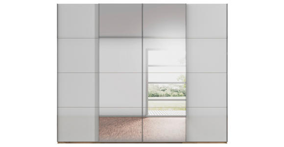 SCHWEBETÜRENSCHRANK  in Eiche Artisan, Seidengrau  - Chromfarben/Seidengrau, Design, Glas/Holzwerkstoff (271/223/68cm) - Novel