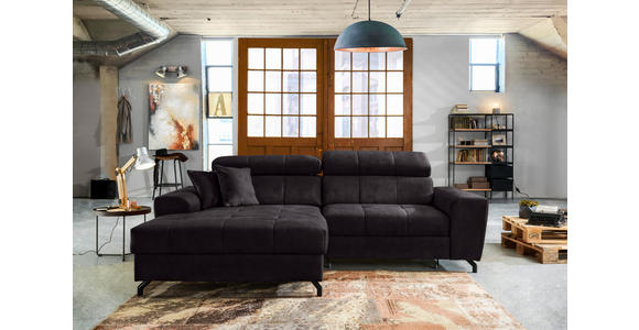 ECKSOFA in Velours Aubergine - Aubergine/Schwarz, Design, Textil/Metall (181/267cm) - Carryhome