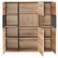 HIGHBOARD Schwarz, Eichefarben, Dunkelgrau  135/141,6/38 cm  - Eichefarben/Dunkelgrau, KONVENTIONELL, Glas/Holzwerkstoff (135/141,6/38cm) - Xora