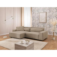 ECKSOFA Curduroy in Webstoff Hellbraun Rückenkissen  251/142 cm  - Hellbraun/Schwarz, Design, Kunststoff/Textil (251/142cm) - P & B