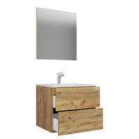 BADEZIMMER 3-teilig  in 60 cm  - Honigeiche/Alufarben, MODERN, Keramik/Holzwerkstoff (60cm) - MID.YOU