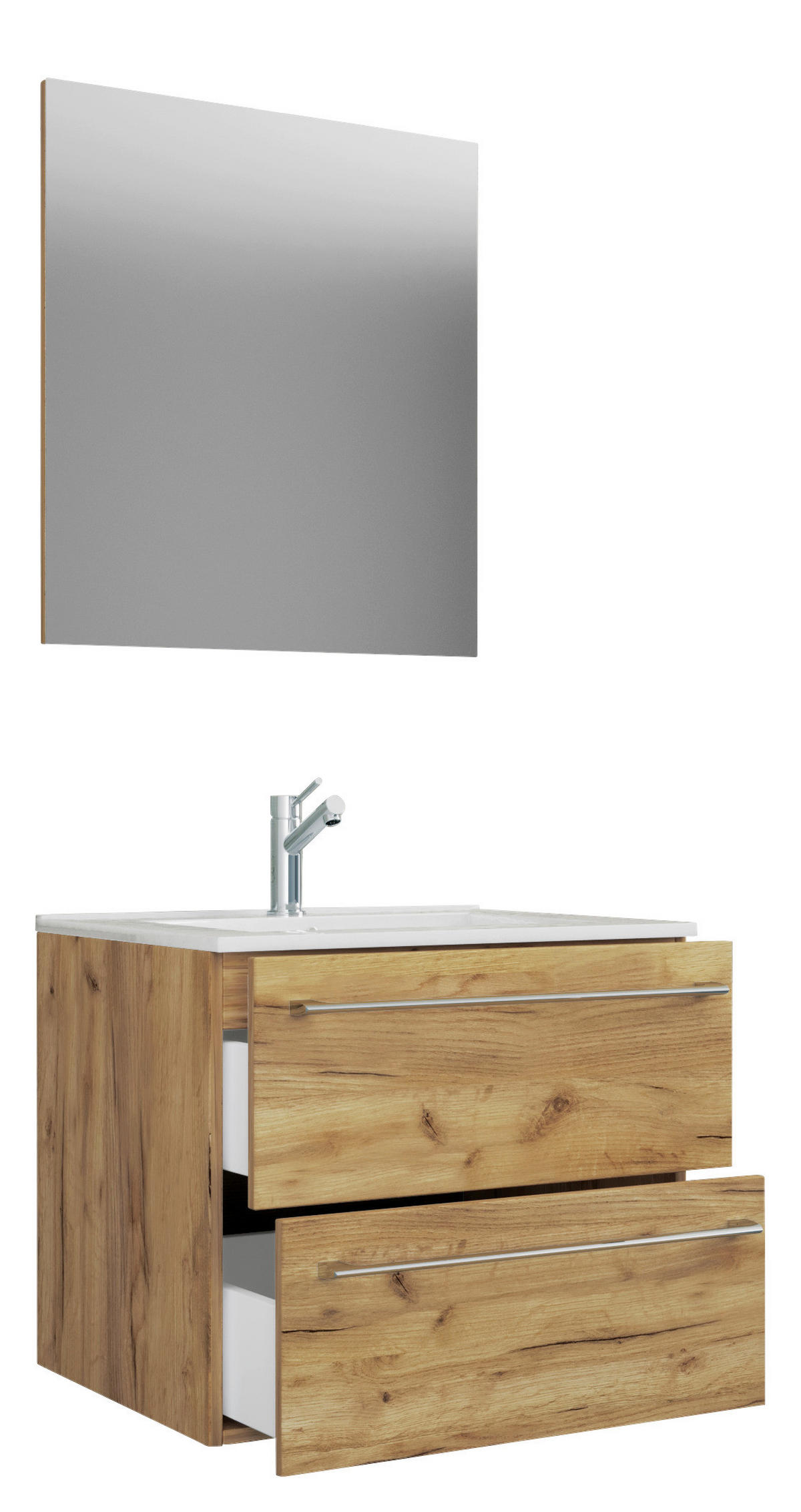 BADEZIMMER 3-teilig  in 60 cm  - Honigeiche/Alufarben, MODERN, Keramik/Holzwerkstoff (60cm) - MID.YOU
