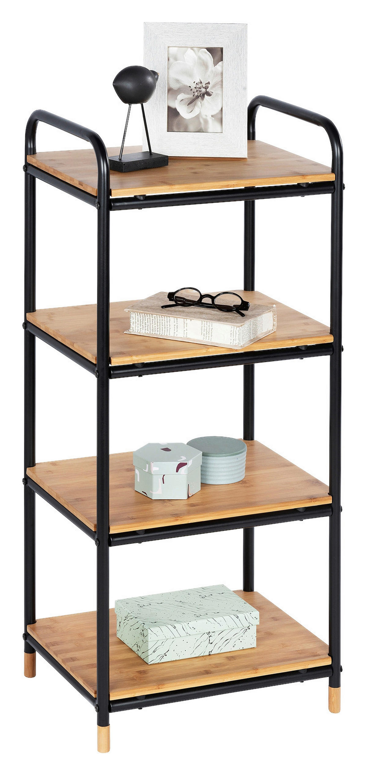 BADEZIMMERREGAL 42/95/34 cm  - Schwarz/Braun, Basics, Holz/Metall (42/95/34cm) - Wenko