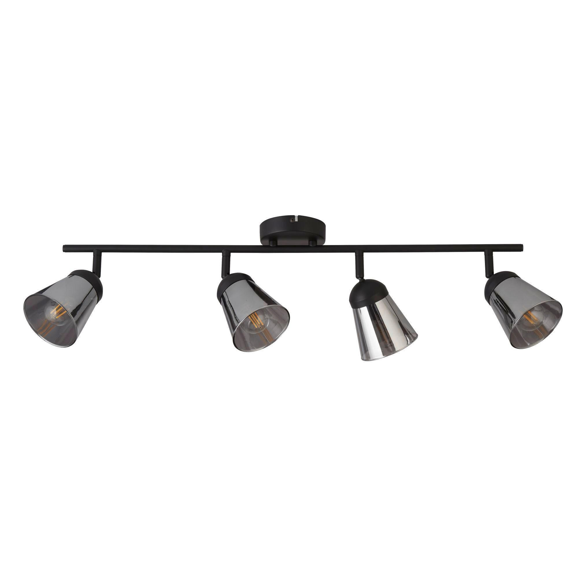 DECKENSTRAHLER Mega 83/24/14 cm  - Schwarz, Basics, Glas/Metall (83/24/14cm) - Searchlight
