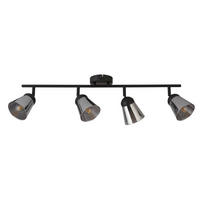 DECKENSTRAHLER Mega 83/24/14 cm  - Schwarz, Basics, Glas/Metall (83/24/14cm) - Searchlight
