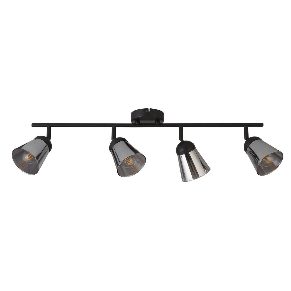 DECKENSTRAHLER Mega 83/24/14 cm  - Schwarz, Basics, Glas/Metall (83/24/14cm) - Searchlight
