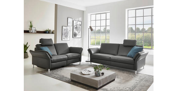 3-SITZER-SOFA Latina in Echtleder Anthrazit  - Anthrazit/Alufarben, Design, Leder/Metall (190/82/99cm) - Dieter Knoll