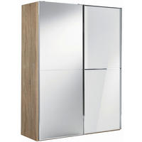 SCHWEBETÜRENSCHRANK 167/222/68 cm 2-türig Weiß, Sonoma Eiche  - Chromfarben/Weiß, Design, Glas/Holzwerkstoff (167/222/68cm) - Moderano