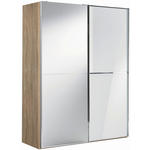 SCHWEBETÜRENSCHRANK 167/222/68 cm 2-türig Weiß, Sonoma Eiche  - Chromfarben/Weiß, Design, Glas/Holzwerkstoff (167/222/68cm) - Moderano