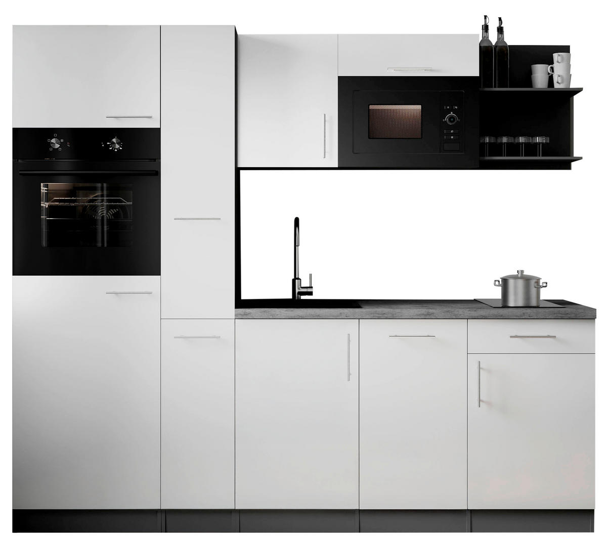 KÜCHENBLOCK Oliver 235 cm  in Weiß  - Weiß/Grau, Trend, Holzwerkstoff/Metall (235cm) - Respekta