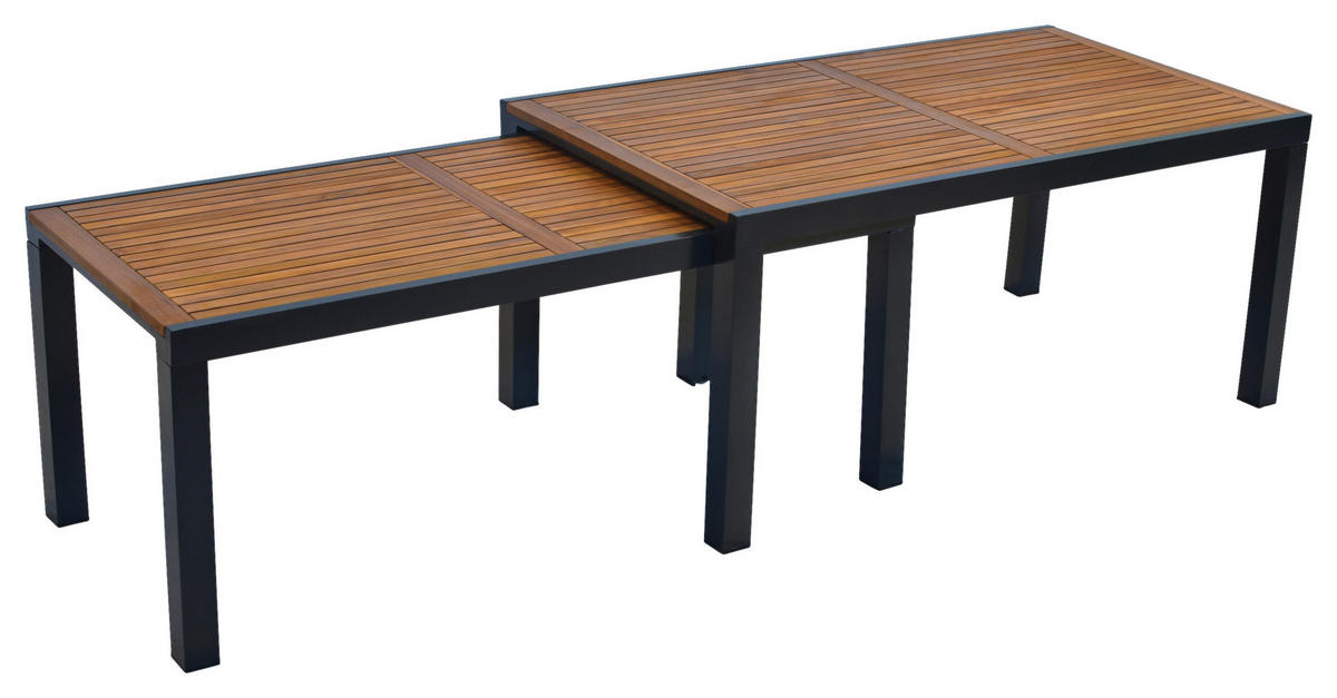 GARTENTISCH 180-300/100/80 cm Holz, Metall rechteckig  - Graphitfarben/Naturfarben, MODERN, Holz/Metall (180-300/100/80cm) - Gardenson