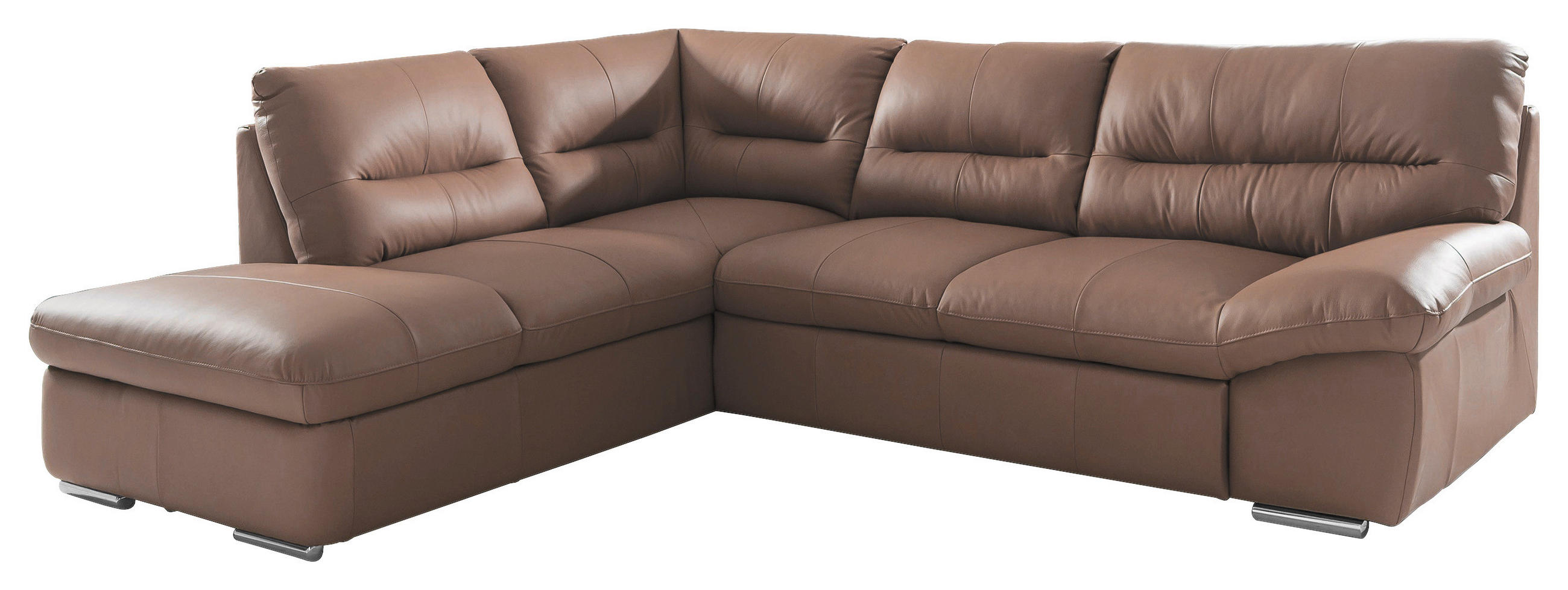 ECKSOFA in Echtleder Grau  - Chromfarben/Grau, Design, Leder/Metall (216/268cm) - Livetastic