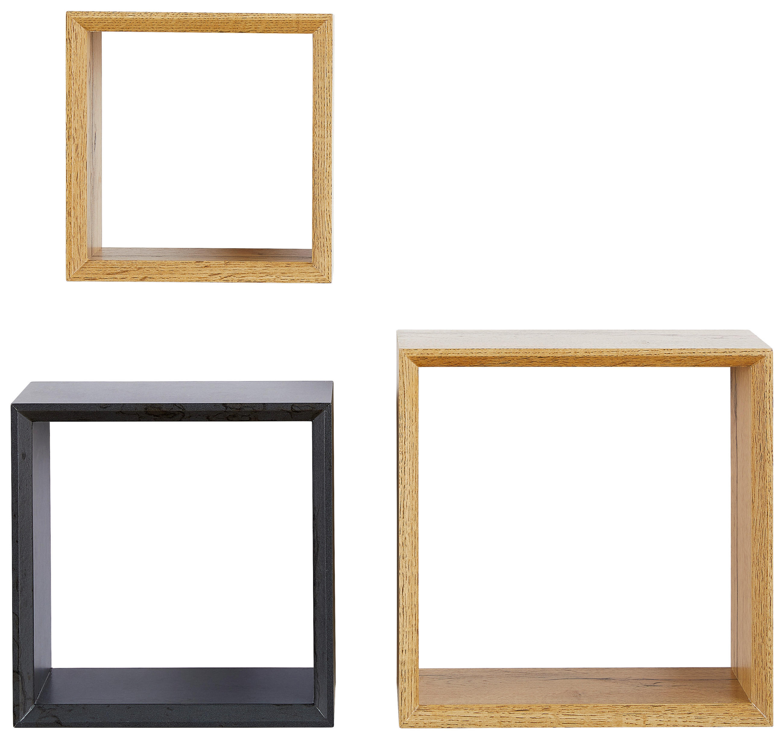 SET ZIDNIH POLICA - hrast wotan/antracit, Osnovno, pločasti materijal (20-28/20-28/11,8cm) - Carryhome