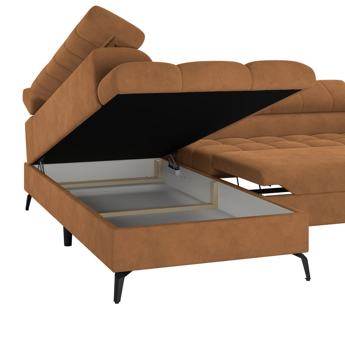 ECKSOFA in Braun  - Schwarz/Braun, Trend, Kunststoff/Textil (203/261cm) - Livetastic