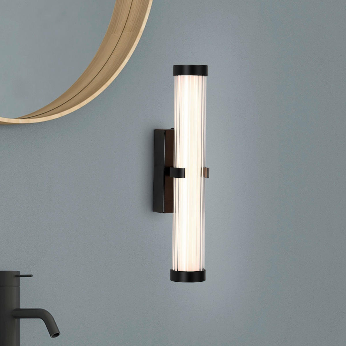 LED-WANDLEUCHTE Clamp 6/32,5 cm   - Schwarz, Design, Glas/Metall (6/32,5cm) - Searchlight