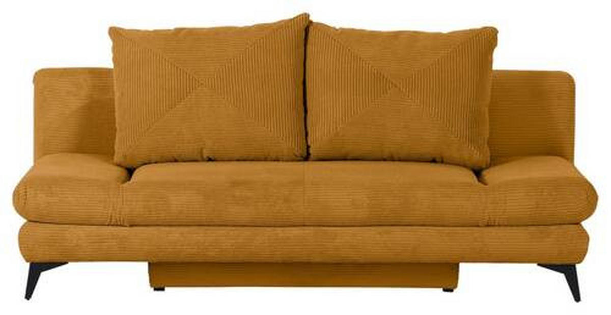 SCHLAFSOFA in Cord Dunkelgelb  - Dunkelgelb/Schwarz, Konventionell, Textil/Metall (200/78/95cm) - home24