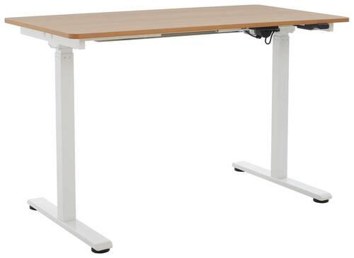 SCHREIBTISCH 120/60/73-123 cm  in Naturfarben, Weiß  - Naturfarben/Weiß, MODERN, Holzwerkstoff/Metall (120/60/73-123cm) - Livetastic