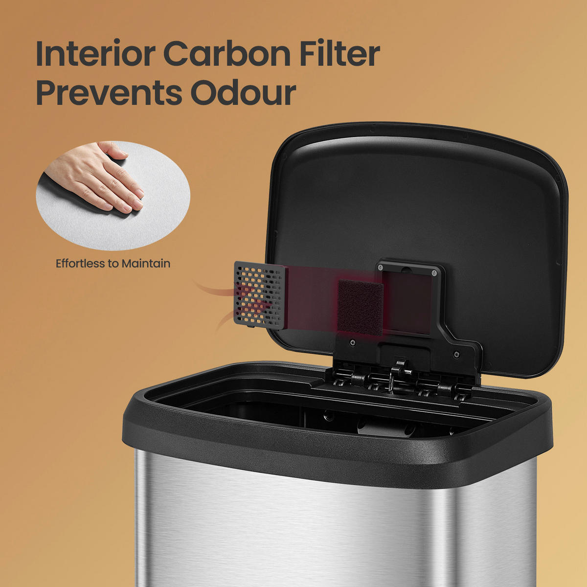 ABFALLSAMMLER 50 L  - Silberfarben/Schwarz, Basics, Kunststoff/Metall (40,4/58,5/38cm)