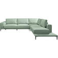 ECKSOFA  in Leinwand Mintgrün  318/271 cm  - Schwarz/Mintgrün, Design, Textil/Metall (318/271cm) - Belluti