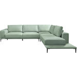 ECKSOFA in Leinwand Mintgrün 318/271 cm - Schwarz/Mintgrün, Design, Textil/Metall (318/271cm) - Belluti