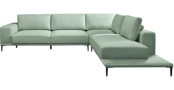 ECKSOFA  in Leinwand Mintgrün  318/271 cm  - Schwarz/Mintgrün, Design, Textil/Metall (318/271cm) - Belluti