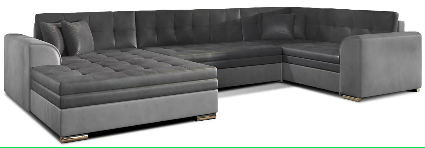 WOHNLANDSCHAFT Grau, Hellgrau Samt  - Chromfarben/Hellgrau, Design, Textil/Metall (189/338/189cm) - MID.YOU