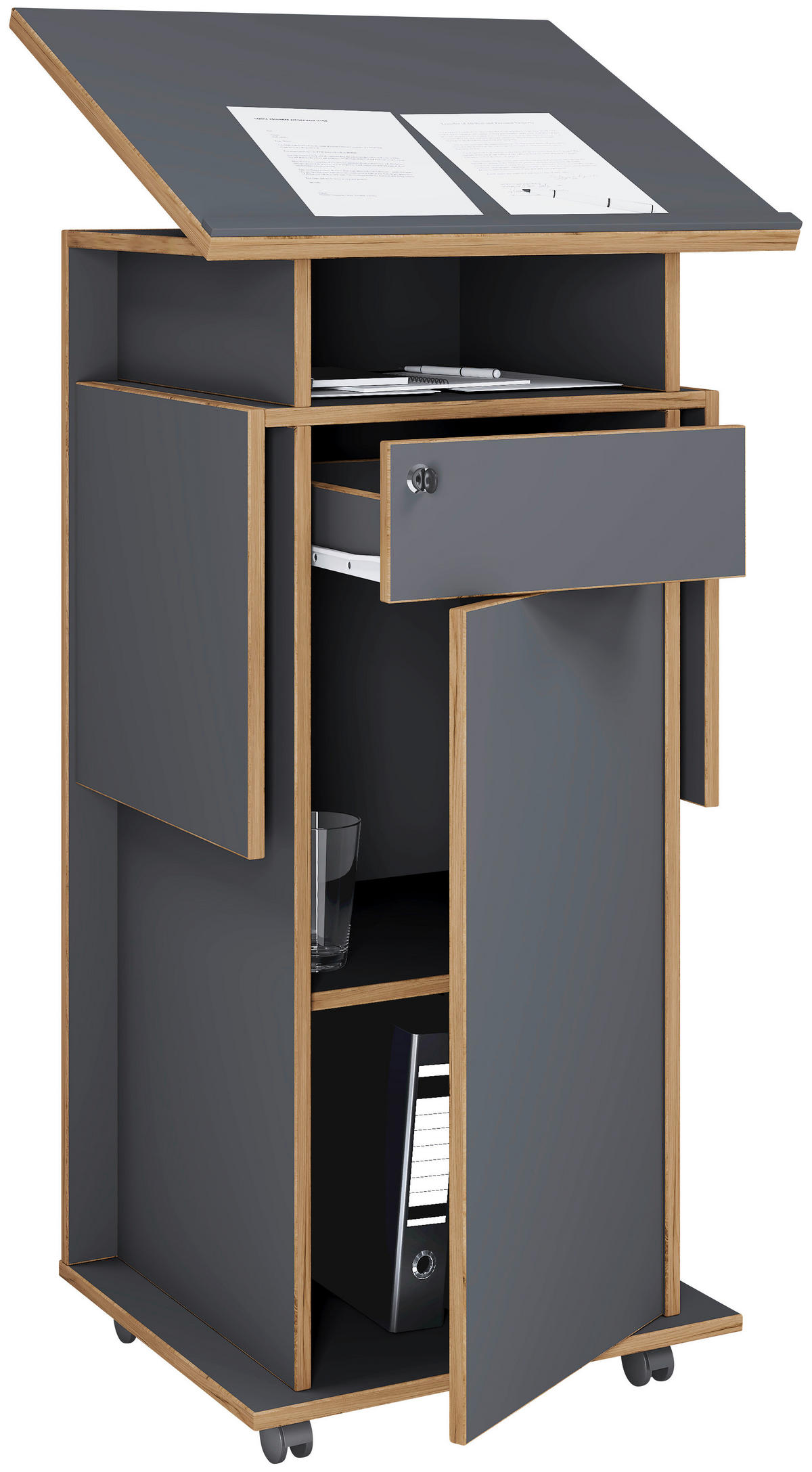 STEHPULT   - Honigeiche/Anthrazit, Design, Holzwerkstoff (123/128/44cm) - MID.YOU