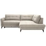 ECKSOFA in Flachgewebe, Leinenoptik Beige  - Beige/Schwarz, Design, Textil/Metall (247/208cm) - Xora