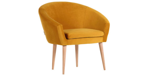 SESSEL in Flachgewebe Gelb  - Gelb/Naturfarben, Design, Holz/Textil (73/73/66cm) - Carryhome