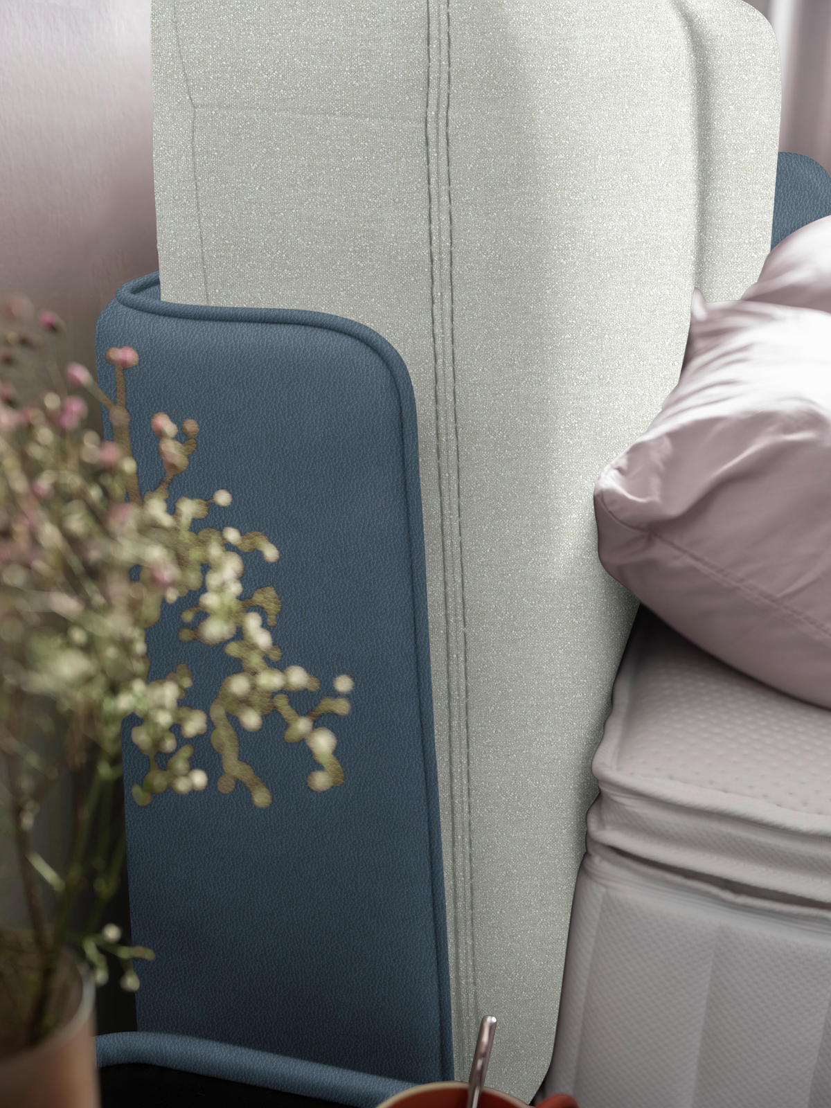 BOXSPRINGBETT 180/200 cm  in Blau, Hellgrau  - Blau/Hellgrau, Design, Textil/Metall (180/200cm) - Johann Jakob