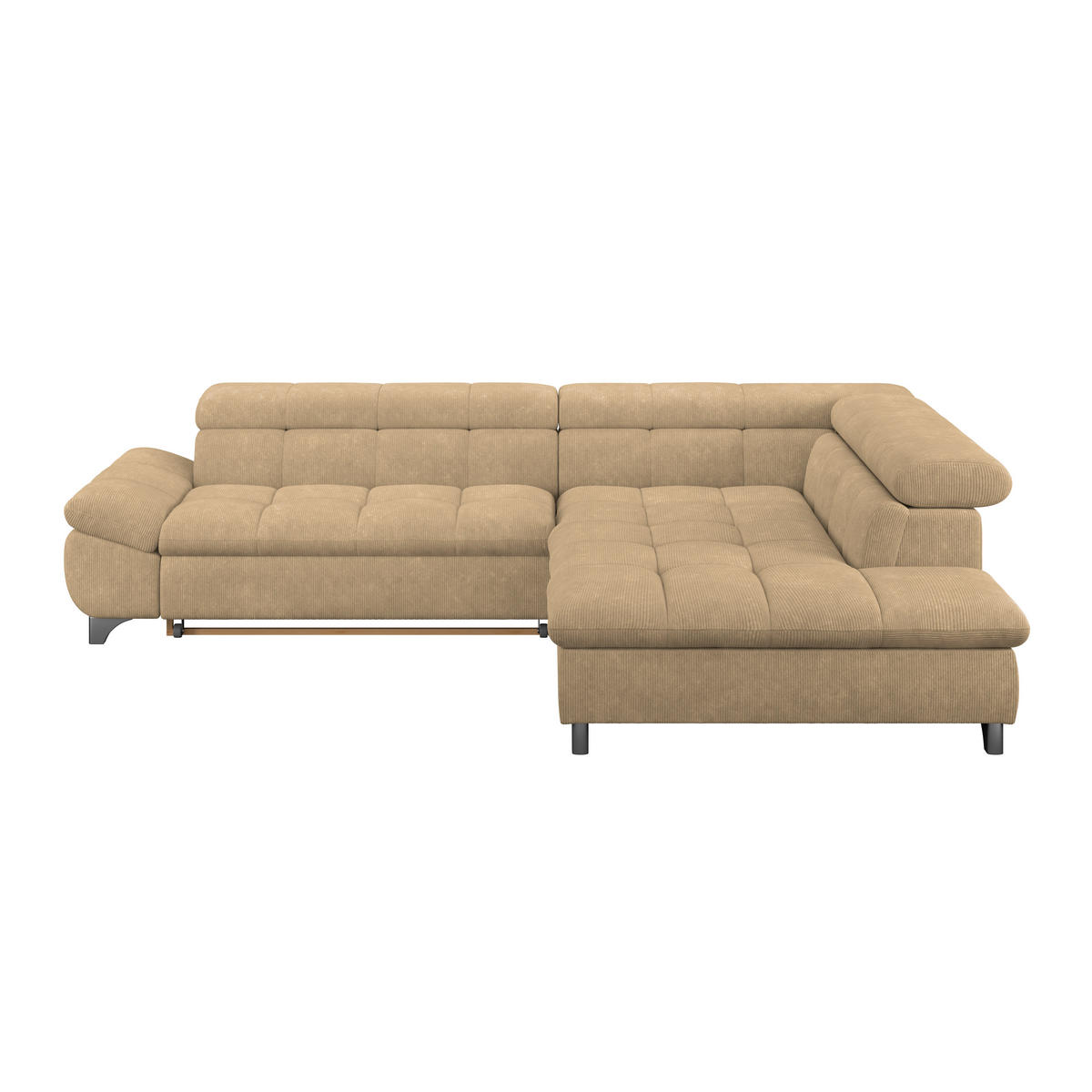 ECKSOFA Sandfarben Chenille  - Sandfarben/Chromfarben, KONVENTIONELL, Textil/Metall (312/234cm) - Livetastic