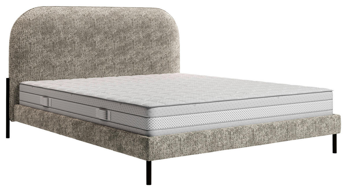 POLSTERBETT 180/200 cm  Beige  - Beige/Schwarz, Modern, Holz/Holzwerkstoff (180/200cm) - MID.YOU