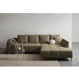 ECKSOFA in Flachgewebe Braun  306/202 cm  - Buchefarben/Braun, KONVENTIONELL, Holz/Textil (306/202cm) - Carryhome