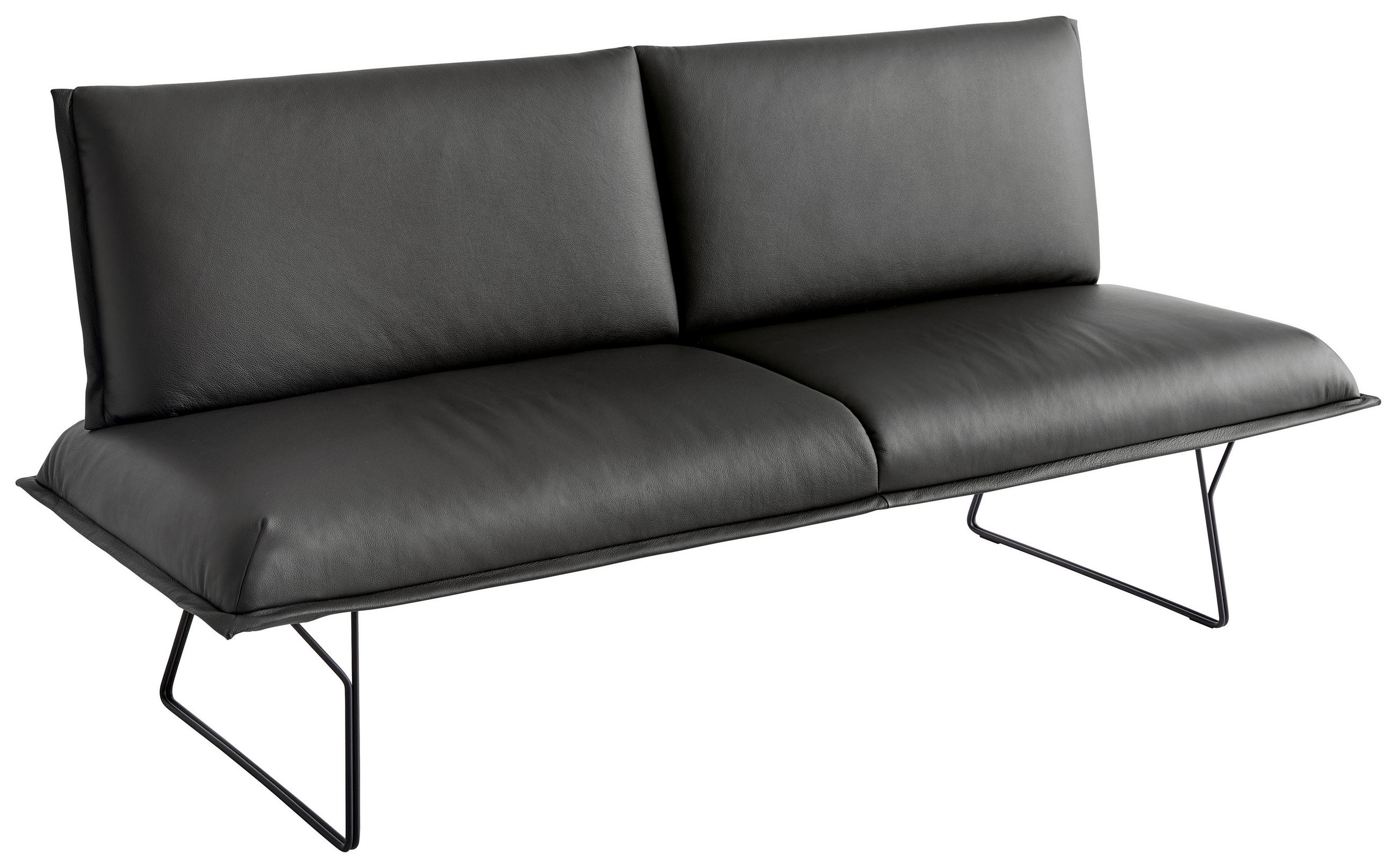 SITZBANK 200/98/72 cm Echtleder Schwarz Metall  - Schwarz, Design, Leder/Metall (200/98/72cm) - Koinor