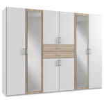 KLEIDERSCHRANK  in Weiß, Eichefarben  - Eichefarben/Alufarben, KONVENTIONELL, Glas/Holzwerkstoff (270/208/58cm) - Carryhome