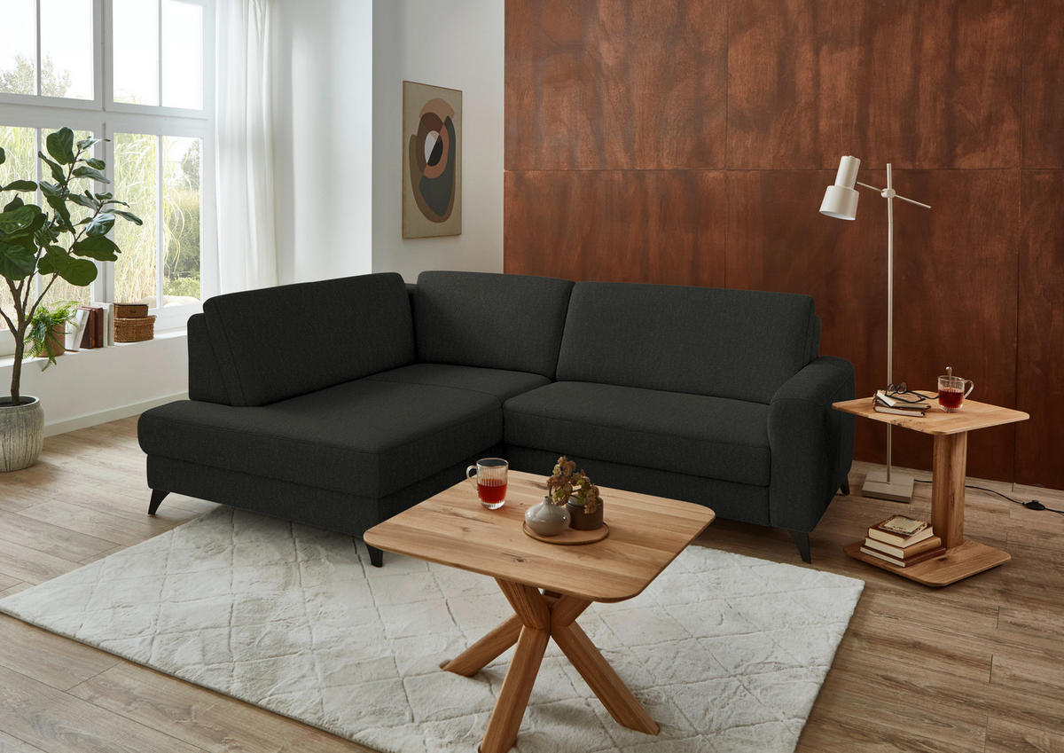 ECKSOFA  Chenille Anthrazit  - Anthrazit/Schwarz, Design, Textil/Metall (182/239cm) - Beldomo Comfort