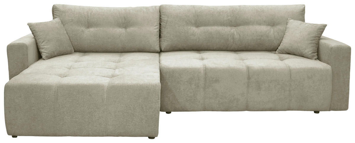 ECKSOFA LAGUNA Beige Frottee  - Beige/Schwarz, Design, Kunststoff/Textil (143/260cm) - MID.YOU