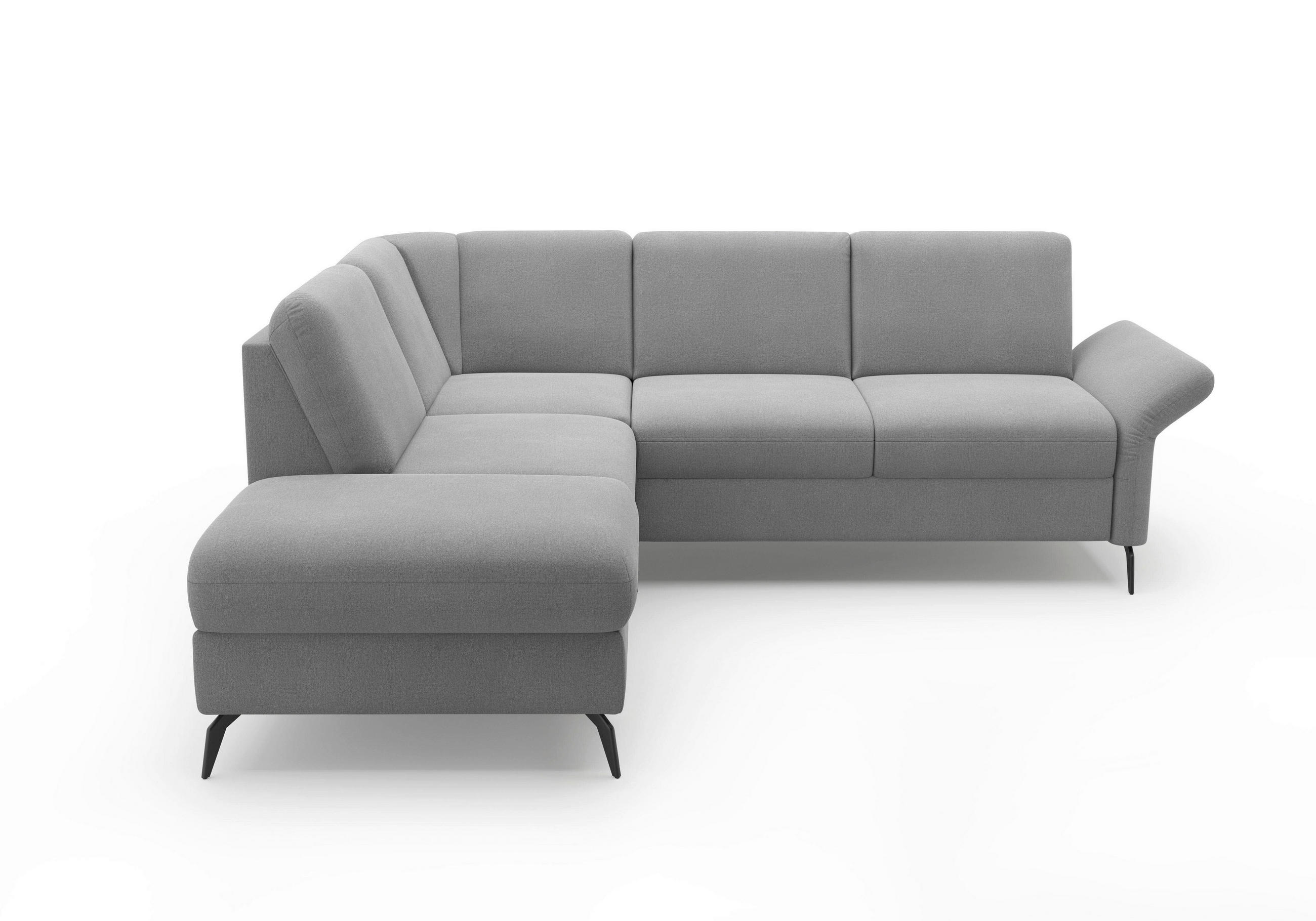 ECKSOFA ROCHELLE E Grau Flachgewebe  - Schwarz/Grau, KONVENTIONELL, Textil/Metall (216/240cm) - Sit & More